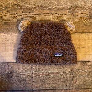 Patagonia Fuzzy Brown Beanie with Ears 6-12months